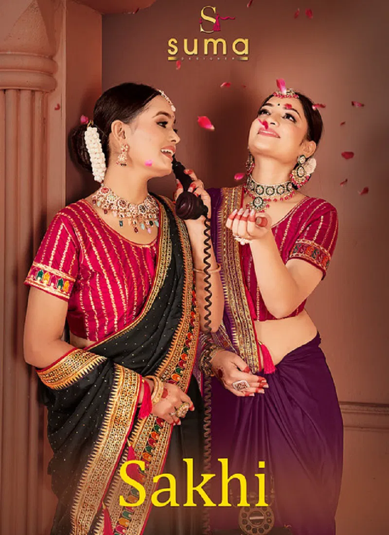 Sakhi By Suma Black Rangoli Designer Party Wear Saree Wholesale Online Catalog